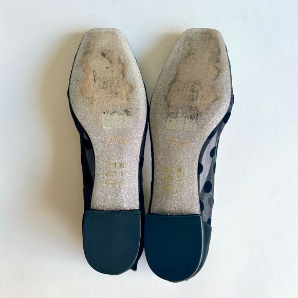 J. Crew Black Suede Textile Polka Dot Square Toe Flats size 7 - Picture 9 of 13